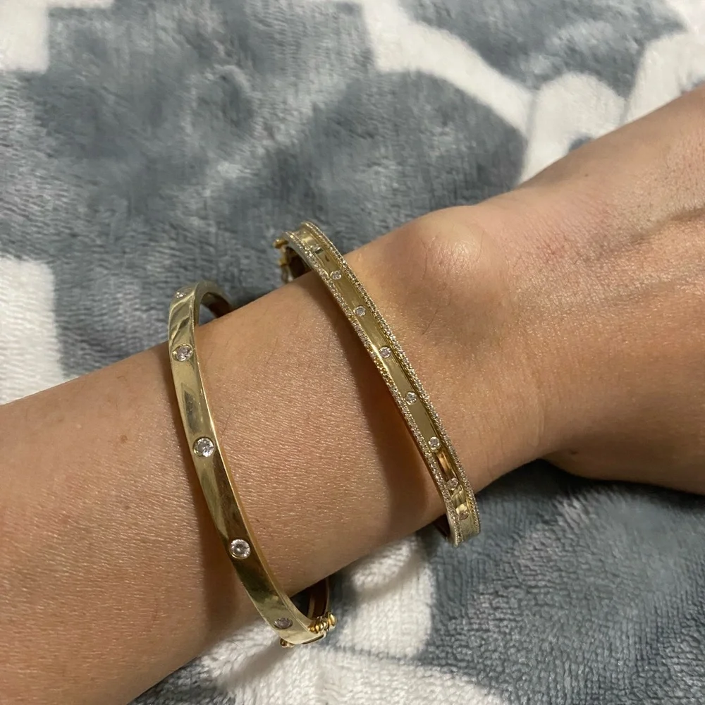 shy creation bangle 14k gold diamonds bracelet - Picture 4 of 7